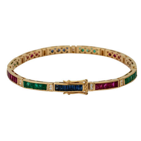 Armband mit Rubinen, Saphiren, Smaragden und Brillanten, - Foto 5