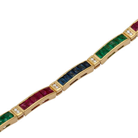 Armband mit Rubinen, Saphiren, Smaragden und Brillanten, - photo 2