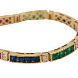 Armband mit Rubinen, Saphiren, Smaragden und Brillanten, - photo 3