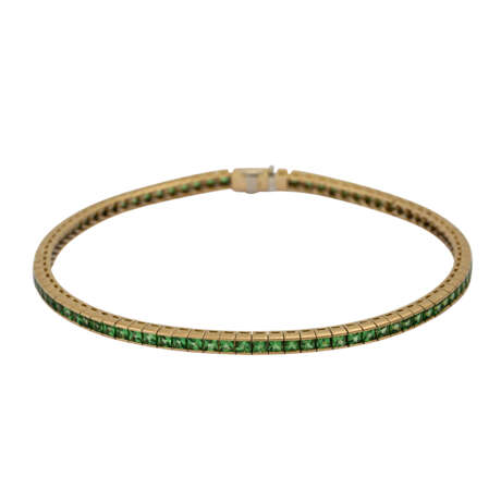 Armband mit grünem Granat im Carréschliff, - photo 1