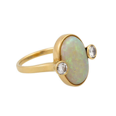 Ring mit Opal und Brillanten zusammen ca. 0,6 ct, - photo 1