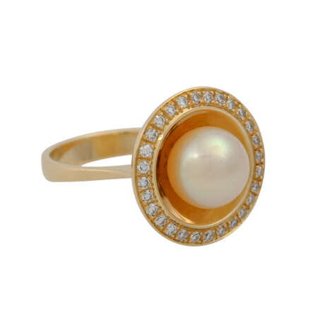 Ring mit Perle und Achtkantdiamanten - photo 1