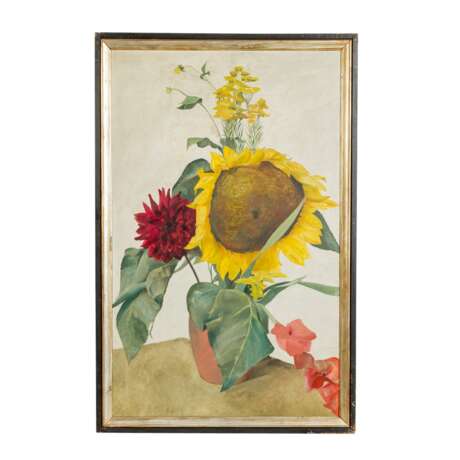 SCHELLINGER, HANS (1905-1990), "Stillleben mit Sommerblumen in roséfarbener Vase", - Foto 2