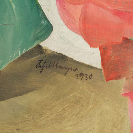 SCHELLINGER, HANS (1905-1990), "Stillleben mit Sommerblumen in roséfarbener Vase", - Foto 3