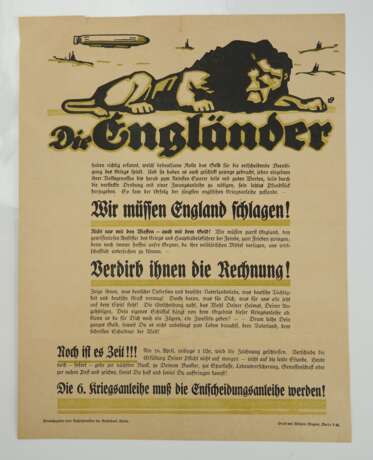 Flugblatt des 1. Weltkrieges - England. - photo 1