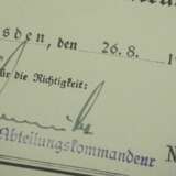 Medaille zur Erinnerung an den 1. Oktober 1938 Urkunde für den Leutnant d. Res. Wilhelm Galland. - фото 2