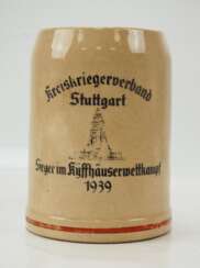 Erinnerungskrug für Sieger im Kyffhäuserwettkampf 1939 des Kreiskriegerverbandes Stuttgart.