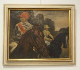 Peter Trumm: Zwei Jockeys auf Pferden.