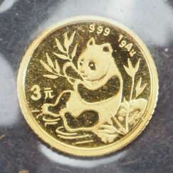 China: 3 Yuan, 1991 - GOLD.