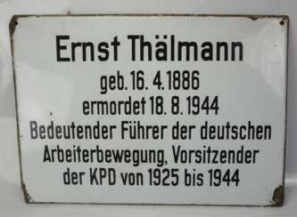 Emaillieschild - Ernst Thälmann.
