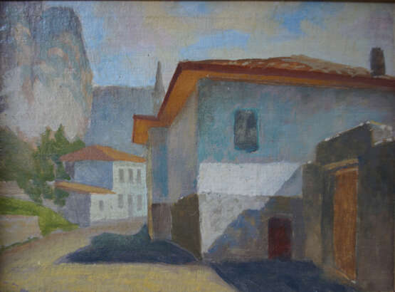 Gemälde „Am Tor.“, Leinwand, Ölfarbe, Realismus, Landschaftsmalerei, 2013 - Foto 1