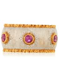 BUCCELLATI RUBY AND TWO-TONE GOLD RING