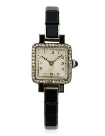 ART DECO DIAMOND AND ONYX WATCH - Foto 1