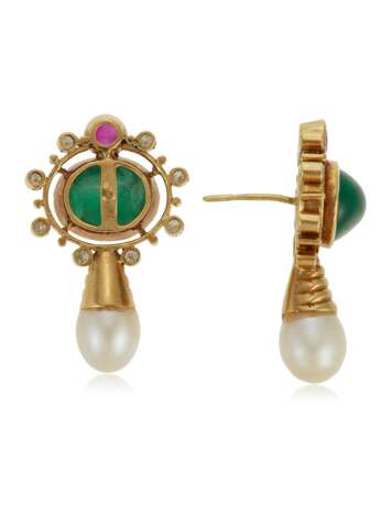 MULTI-GEM AND CULTURED PEARL EARRINGS - photo 2