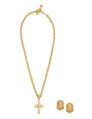 ELIZABETH LOCKE DIAMOND AND GOLD NECKLACE AND EARRINGS