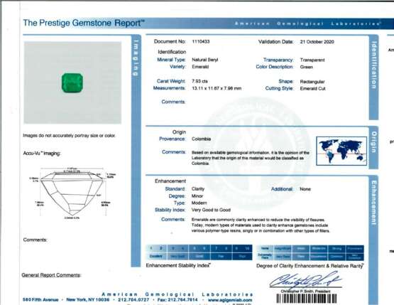 UNMOUNTED EMERALD OF 7.93 CARATS WITH AGL REPORT - Foto 3