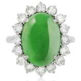 JADEITE JADE AND DIAMOND RING WITH GIA REPORT - photo 1