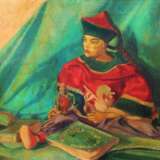 Gemälde „CHINESISCHE MARIONETTE UND BÜCHER. ÖL AUF LEINWAND. UNTERZEICHNET. SPANIEN. 1947“, Leinwand, Ölfarbe, Impressionismus, Alltagsleben, Period: 1947 - Foto 1