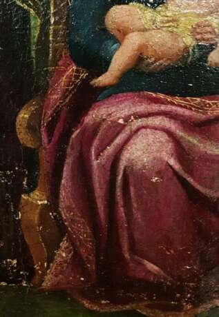 Painting “The Madonna And Child Enthroned - BEAUTIFUL ANTIQUE OIL PAINTING  - From The 16th 17h Centuries”, Canvas, Oil paint, Baroque, Fantasy, From the 16th 17h Centuries - photo 3