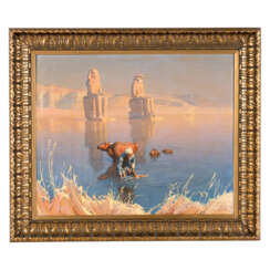 STYKA, ADAM (Kielce 1890-1959 New York, polnisch-französischer Orientmaler), "Die Kolosse des Memnon in Theben am Ufer des Nil",