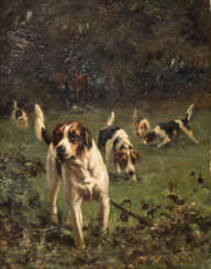 HULK, JOHN FREDERICK II (Amsterdam 1855-1913 Vreeland), "Stöbernde Hunde bei der Hubertusjagd",