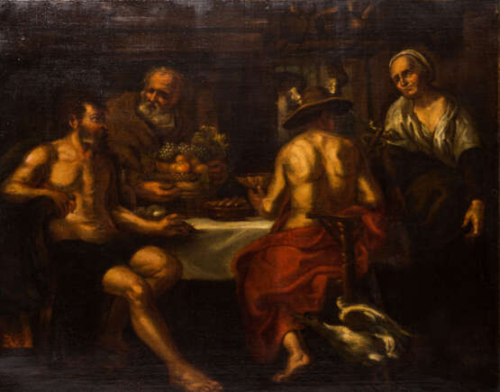JORDAENS, JACOB, Schule/Kopist (J.J.: Antwerpen 1593-1678), "Jupiter und Mercur mit Baucis und Philemon", - Foto 1