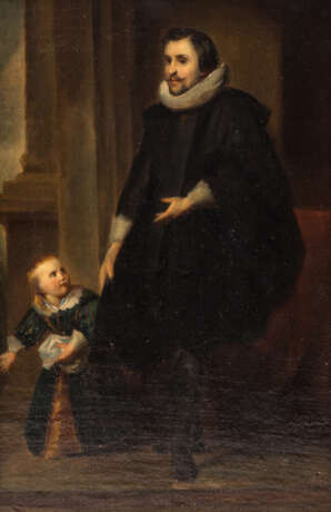 DEIKER, JOHANNES CHRISTIAN, attr. (Wetzlar 1822-1895 Düsseldorf), "Edelmann mit Kind", Kopie nach Anthonis van Dyck, - Foto 1
