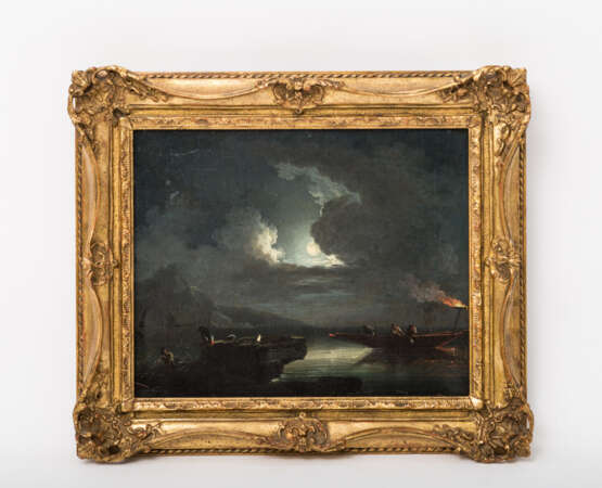 VERNET, JOSEPH, attr./Umkreis (J.V.: Avignon 1714-1789 Paris), "Fischer an südlicher Felsenküste in einer Vollmondnacht", - photo 1
