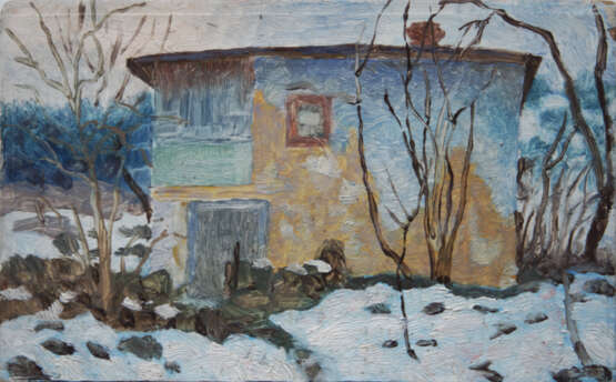 Старый дом. Cardboard Oil paint Realism Landscape painting 2005 - photo 1