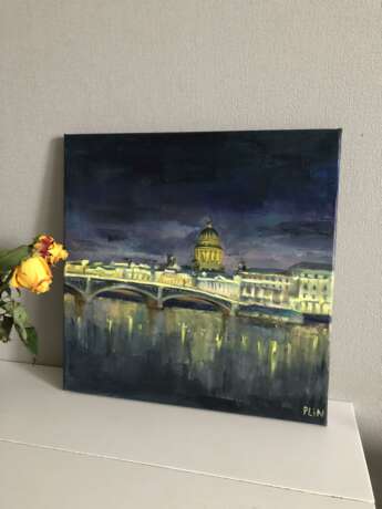 Painting “Lights of St. Petersburg”, Canvas on the subframe, Oil paint, Contemporary art, Landscape painting, 2021 - photo 2