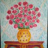 Painting “Flowers of crimson roses in antique”, Canvas on the subframe, Oil paint, Still life, Ukraine, 2020 - photo 1