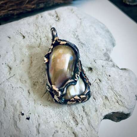 Pendant “Baroque pearl pendant in gold and silver”, Gold, Molding, Art Nouveau, 2020 - photo 3