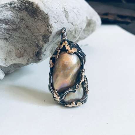 Pendant “Baroque pearl pendant in gold and silver”, Gold, Molding, Art Nouveau, 2020 - photo 4