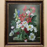 Gemälde „Stillleben mit weißen und roten Blüten.“, Leinen, Ölfarbe, Realismus, Stillleben, 2020 - Foto 3