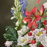 Gemälde „Stillleben mit weißen und roten Blüten.“, Leinen, Ölfarbe, Realismus, Stillleben, 2020 - Foto 4
