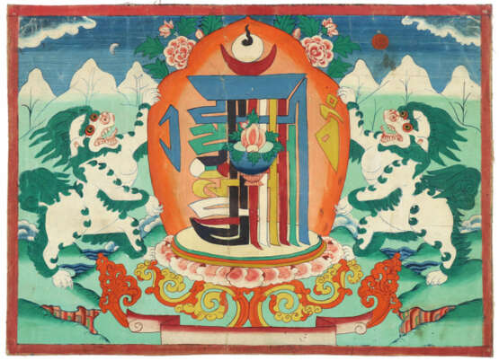Thangka with snow lions - photo 1