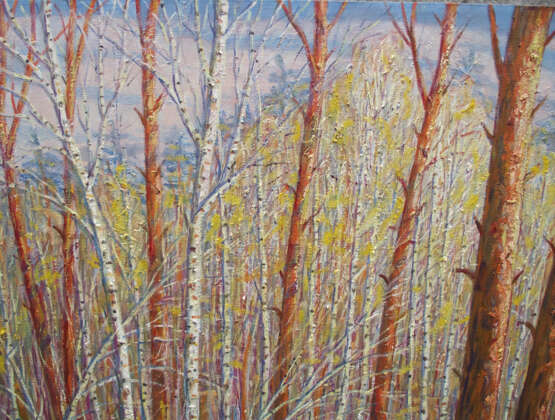 Design Gemälde „Kiefern im Herbstwald. Kiefern im Herbstwald.“, Leinwand auf dem Hilfsrahmen, Ölfarbe, Realismus, Landschaftsmalerei, 2018 - Foto 3
