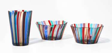2 small bowls and Vase, Venini