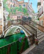 Synthetic polymer paint. Улочки Венеции. Мост для поцелуев.