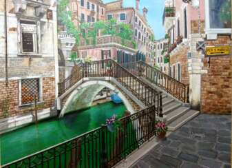 Les rues de Venise. Un pont pour les bisous.