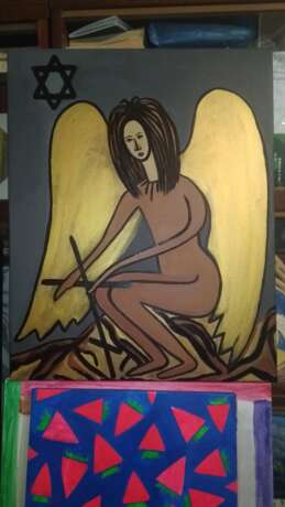 Painting “Black Angel”, Canvas, Acrylic paint, Surrealism, Religious genre, Ukraine, 2020 - photo 1