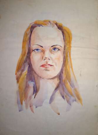 Портрет девушки Paper Watercolor Naturalism Portrait Byelorussia 1990 - photo 2