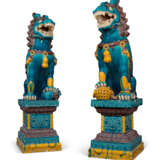 A PAIR OF LARGE CHINESE POLYCHROME-ENAMELLED CERAMIC BUDDHIST LIONS - photo 4