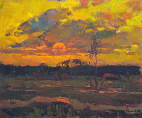 Картина «Летний вечер», Холст, Масляные краски, Импрессионизм, Пейзаж, Россия, 1980 г. - фото 1