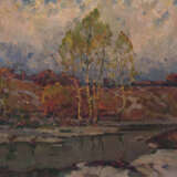 Gemälde „Früher Frühling“, Leinwand, Ölfarbe, Impressionismus, Landschaftsmalerei, Russland, 1982 - Foto 1