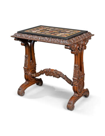 A WILLIAM IV BRAZILIAN ROSEWOOD AND SPECIMEN HARDSTONE-INLAID TABLE - Foto 2