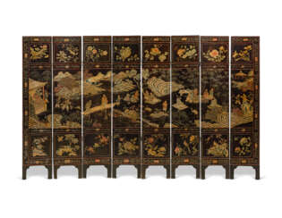 A CHINESE COROMANDEL LACQUER EIGHT-FOLD SCREEN