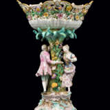 Meissen Porcelain Factory. TWO LARGE MEISSEN PORCELAIN FLOWER-ENCRUSTED FIGURAL CENTREPIECES - photo 5