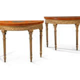 A PAIR OF LATE VICTORIAN SATINWOOD, TULIPWOOD PARCEL-GILT AND POLYCHROME-DECORATED CARD TABLES - photo 1