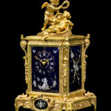 A FRENCH GILT-BRONZE AND ENAMEL CARRIAGE CLOCK - photo 1